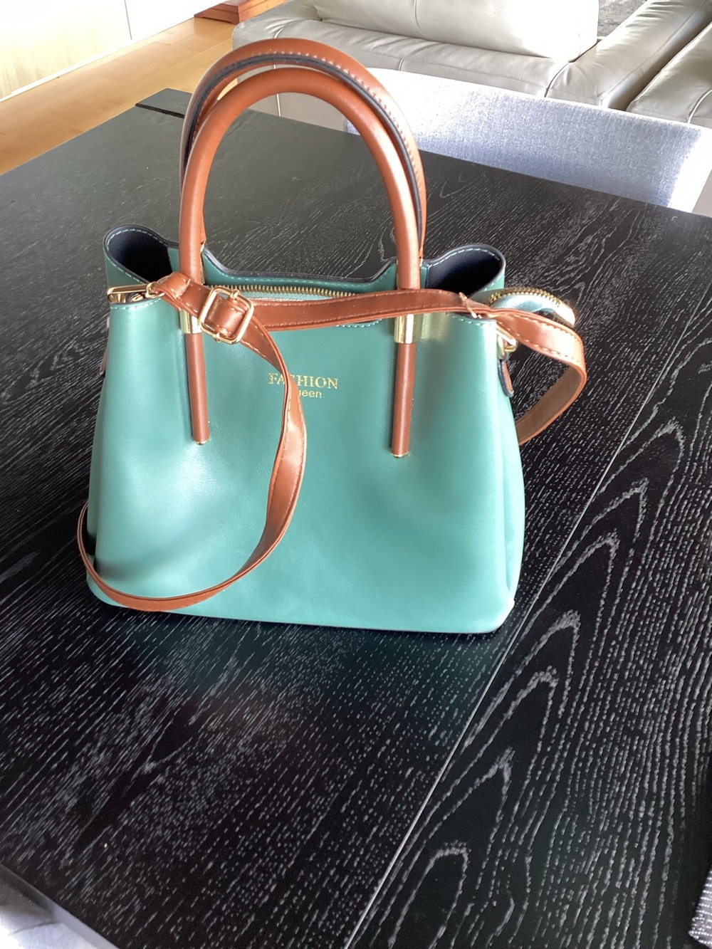Teal and Brown Leatherette Crossover